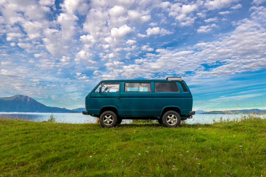 Urlaubsbild: VW-T3-Syncro am Strand, Norwegen